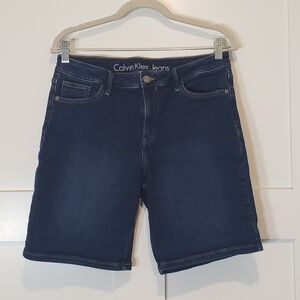 Calvin Klein Juniors Size 12 Midrise Denim Blue Jean Shorts Cotton Stretch
